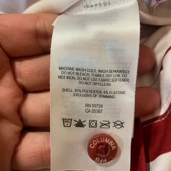 Columbia Red and White Striped Polo Shirt - Casual Knit Style - Picture 2 of 8